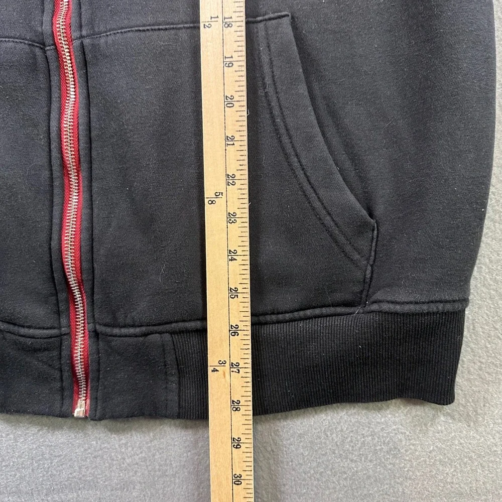 True Religion Mens Zip Up Hoodie Black Red Horseshoe Logo Fleece 5SVZ4F45D8G53HD